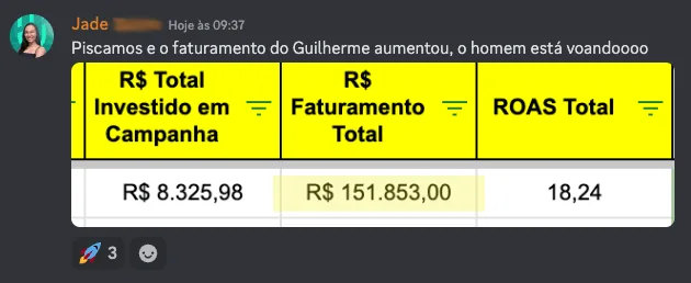 Piscamos e o faturamento do Guilherme aumentou